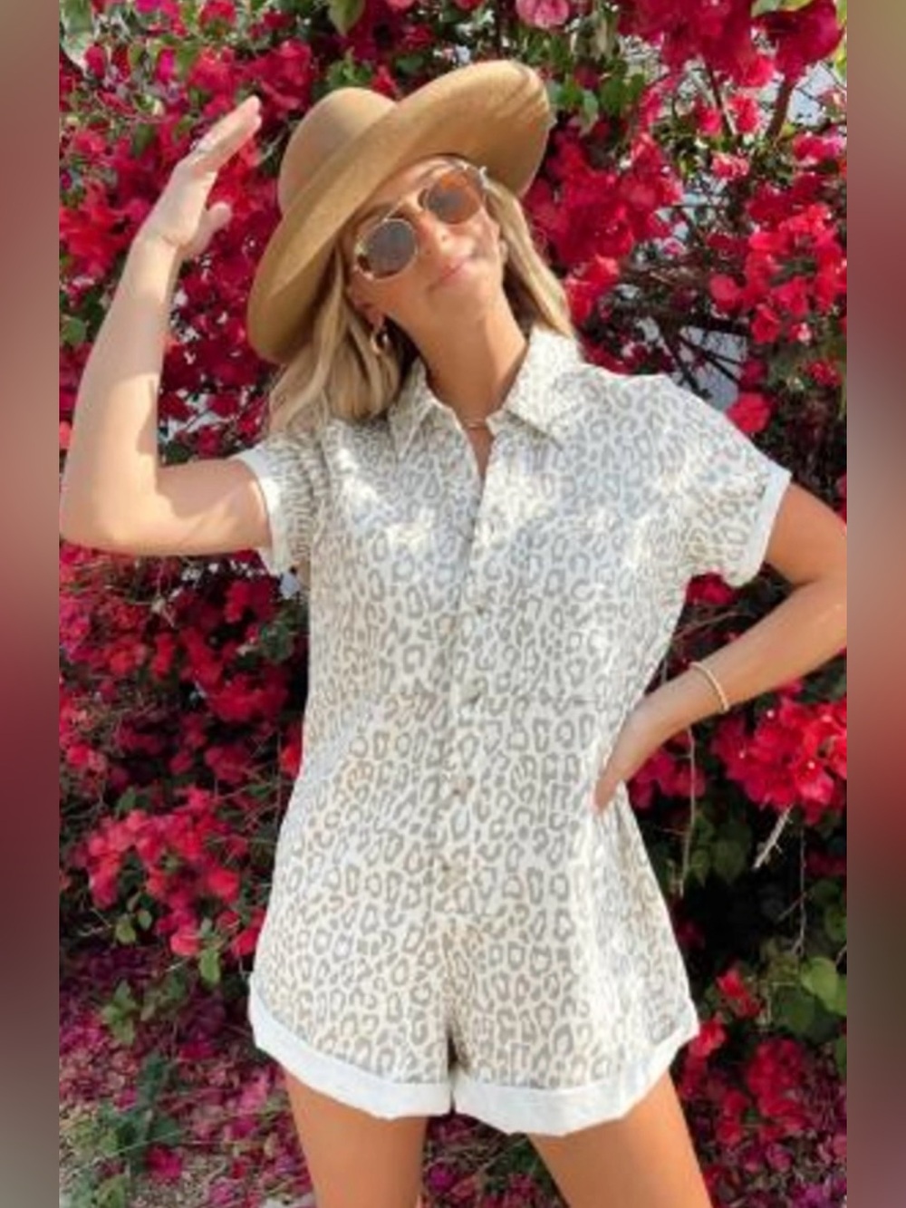 SHOW ME YOUR MUMU- Range Romper Shara Leopard Denim M Coastal Cowgirl Festival